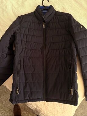 Nautica Dark Navy Quilted Zip Jacket